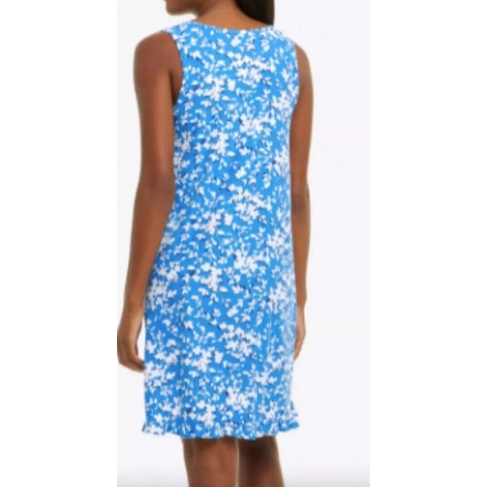 Draper James Nightie Blue‎ Shadow Floral Ruffle Pajama Dress Ruffle Small Medium - Picture 3 of 9